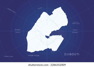 Djibouti Map - World Map International vector template with High detailed and white color including circle line on blue background for design, infographic, website - Vector illustration eps 10