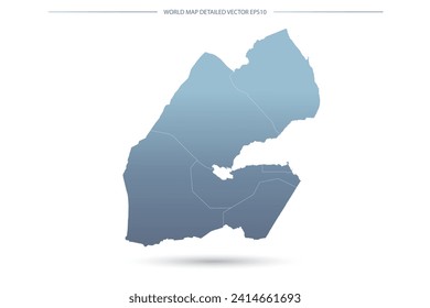 Djibouti Map - World Map International vector template with High detailed including grey and blue gradient color and white outline color isolated on white background - Vector illustration eps 10