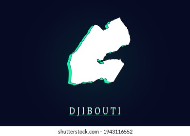 Djibouti Map - World map vector template with green and white  color gradient isolated on dark background - Vector illustration eps 10