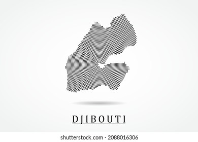 Djibouti Map - World map vector template with Black dots, grid, grunge, halftone style isolated on white background for education, infographic, design - Vector illustration eps 10