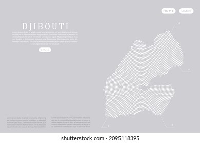 Djibouti Map - World map vector template with White dots, grid, grunge, halftone style isolated on grey background for education, infographic, design, website - Vector illustration eps 10