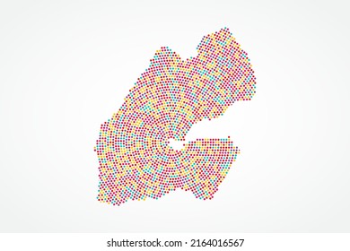 Mapa de Yibuti - Mapa mundial del vector con puntos coloridos, cuadrícula, grunge, estilo de medio tono aislado en fondo blanco para educación, infografía, diseño, sitio web - Ilustración vectorial eps 10