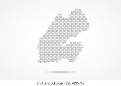 Djibouti Map - World map vector template with square pixel thin black and outline sketch style isolated on white background for education, infographic, design - Vector illustration eps 10