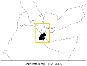 Djibouti map yellow frame geography national 