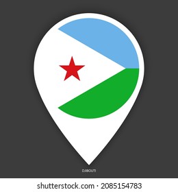 Djibouti marker icon on dark grey background. Djibouti pin icon isolated on barely dark background.