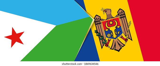Banderas de Djibouti y Moldova, dos banderas vectoriales símbolo de relación o enfrentamiento.