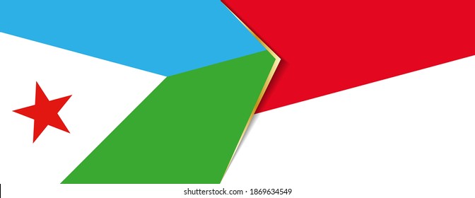 Banderas de Djibouti y Mónaco, dos banderas vectoriales símbolo de relación o enfrentamiento.
