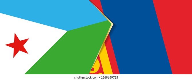 Banderas de Djibouti y Mongolia, dos banderas vectoriales símbolo de relación o enfrentamiento.