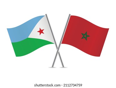 Djibouti and Morocco flags isolated on white background. The Republic of Djibouti and Moroccan flags. Vector illustration. svg