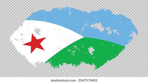 Bandera nacional de Djibouti con efecto de pincel de trazo afligido sobre fondo aislado