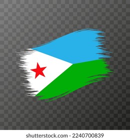 Djibouti national flag. Grunge brush stroke. Vector illustration on transparent background.