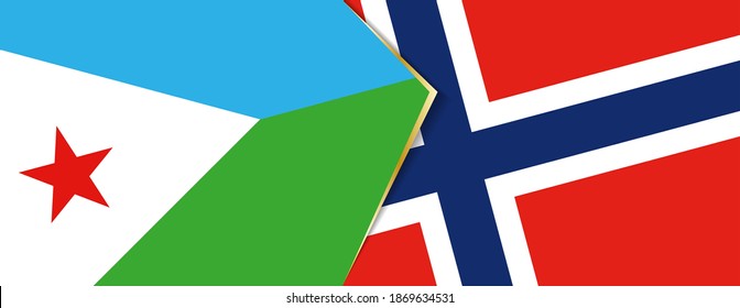 Banderas de Djibouti y Noruega, dos banderas vectoriales símbolo de relación o enfrentamiento.