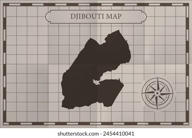 Djibouti old classic country map. Vintage antique map paper style.