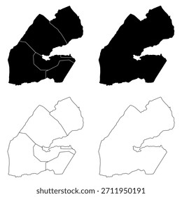 Djibouti Outline und Solid Fill Map Set.