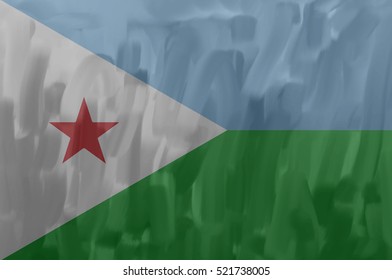 Djibouti painted / drawn vector flag. Dramatic, unusual look. Vector file contains flag and texture layers
