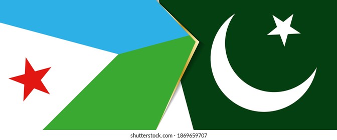 Banderas de Djibouti y Pakistán, dos banderas vectoriales símbolo de relación o enfrentamiento.