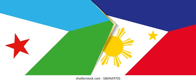 Djibouti and Philippines flags, two vector flags symbol of relationship or confrontation.