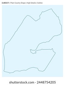 Djibouti plain country map. High details. Outline style. Shape of Djibouti. Vector illustration.