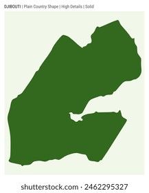 Djibouti plain country map. High Details. Solid style. Shape of Djibouti. Vector illustration.