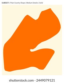Djibouti plain country map. Medium Details. Solid style. Shape of Djibouti. Vector illustration.