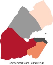 Djibouti political map with pastel colors.