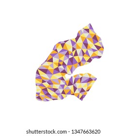 Djibouti  polygonal map background low poly style yellow, orange, blue, purple colors vector illustration eps
