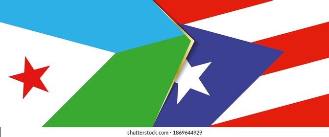Djibouti and Puerto Rico flags, two vector flags symbol of relationship or confrontation.
