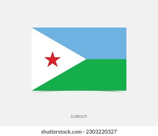 Djibouti Rectangle flag icon with shadow. svg