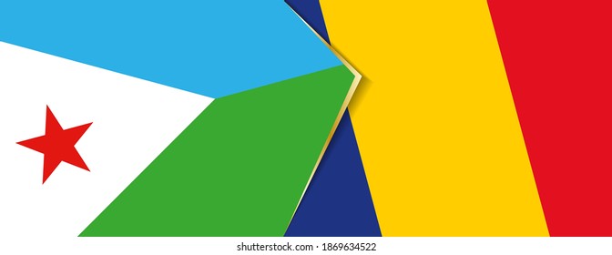 Banderas de Djibouti y Rumania, dos banderas vectoriales símbolo de relación o enfrentamiento.