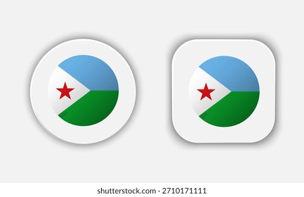 Icono de Botón de bandera nacional redondeado de Djibouti
