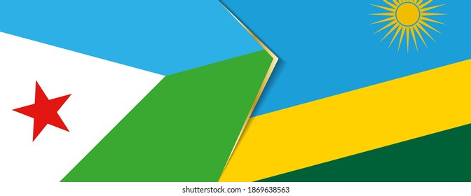 Banderas de Djibouti y Rwanda, dos banderas vectoriales símbolo de relación o enfrentamiento.