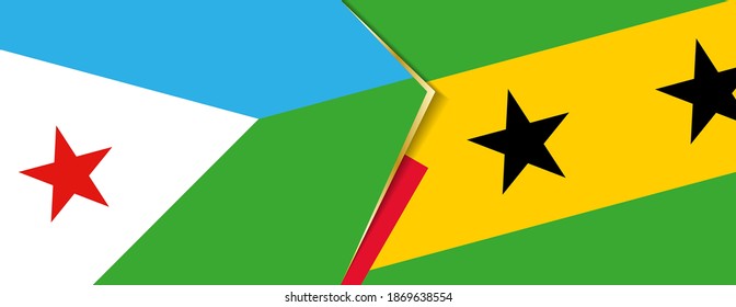 Djibouti and Sao Tome and Principe flags, two vector flags symbol of relationship or confrontation.