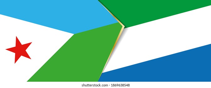 Djibouti and Sierra Leone flags, two vector flags symbol of relationship or confrontation.