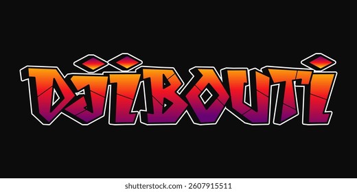 Djibouti - single word, letters graffiti style. Vector hand drawn logo. Funny cool trippy word Djibouti, fashion, graffiti style print t-shirt, poster concept
