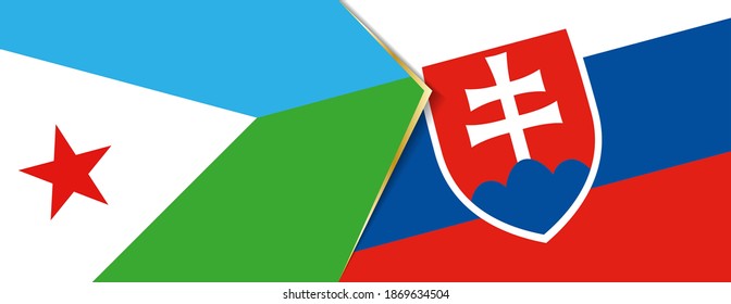 Dschibuti und die Slowakei Flaggen, zwei Vektorfahnen Symbol für Beziehung oder Konfrontation.