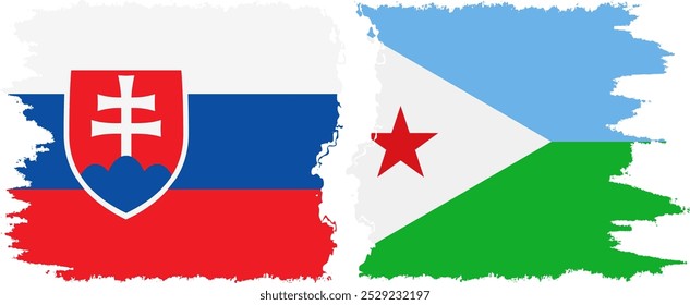 Djibouti and Slovakia grunge flags connection, vector