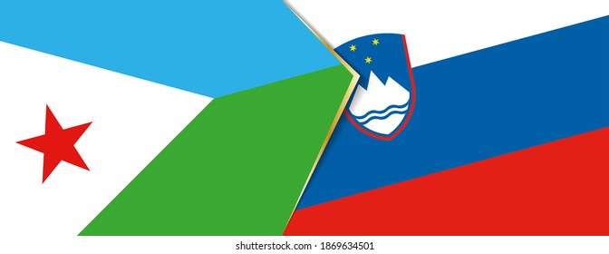 Djibouti and Slovenia flags, two vector flags symbol of relationship or confrontation.