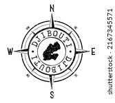 Djibouti Stamp Map Compass Adventure. Illustration Travel Country Symbol. Seal Expedition Wind Rose Icon.