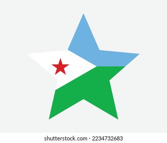 Djibouti Star Flag. Djiboutian Star Shape Flag. Country National Banner Icon Symbol Vector 2D Flat Artwork Graphic Illustration svg