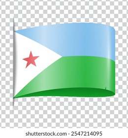 Djibouti tag national flag with shadow