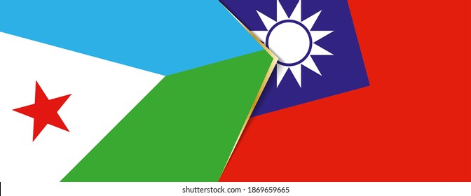 Djibouti and Taiwan flags, two vector flags symbol of relationship or confrontation.