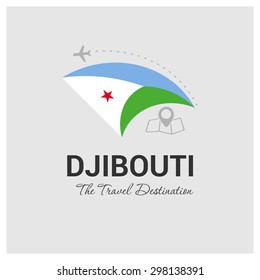 Djibouti The Travel Destination logo - Vector travel company logo design - Country Flag Travel and Tourism concept t shirt graphics - vector illustration