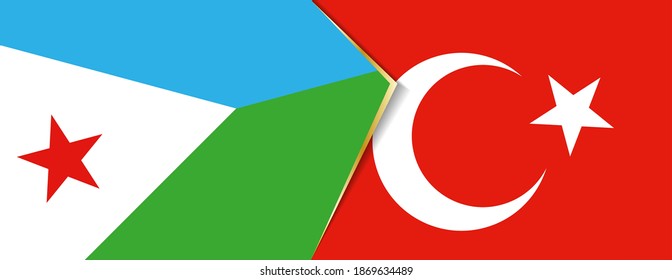Banderas de Djibouti y Turquía, dos banderas vectoriales símbolo de relación o enfrentamiento.
