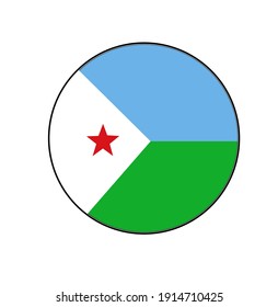 Icono del círculo de la bandera vector de Djibouti para los conceptos y temas africanos.