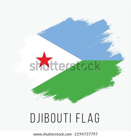 Djibouti Vector Flag. Djibouti Flag for Independence Day. Grunge Djibouti Flag. Djibouti Flag with Grunge Texture. Vector Template.