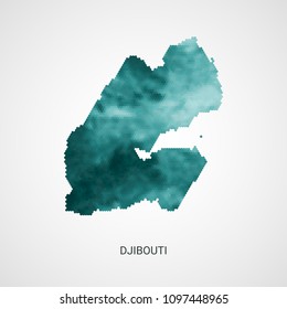 Djibouti vector map - blue geometric gradient graphic background from hexagon dots.