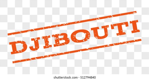 Djibouti watermark stamp. Text caption between parallel lines with grunge design style. Rubber seal stamp with dirty texture. Vector orange color ink imprint on a chess transparent background.