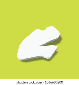 Djibouti - white 3D silhouette map of country area with dropped shadow on green background. Simple flat vector illustration.