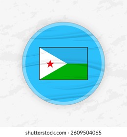 Djiboutian Flag in a Circular Emblem Design, Abstract Round Sticker Illustration. This high-quality vector graphic is perfect for use in patriotic designs, international events, sport competitions.