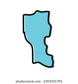 The Djougou state map illustration of Benin country.